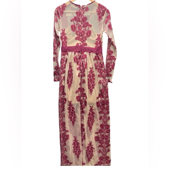 Altar'd State Burgundy Floral Long Sleeve Dress Boho Lined Size Small - Picture 7 of 11